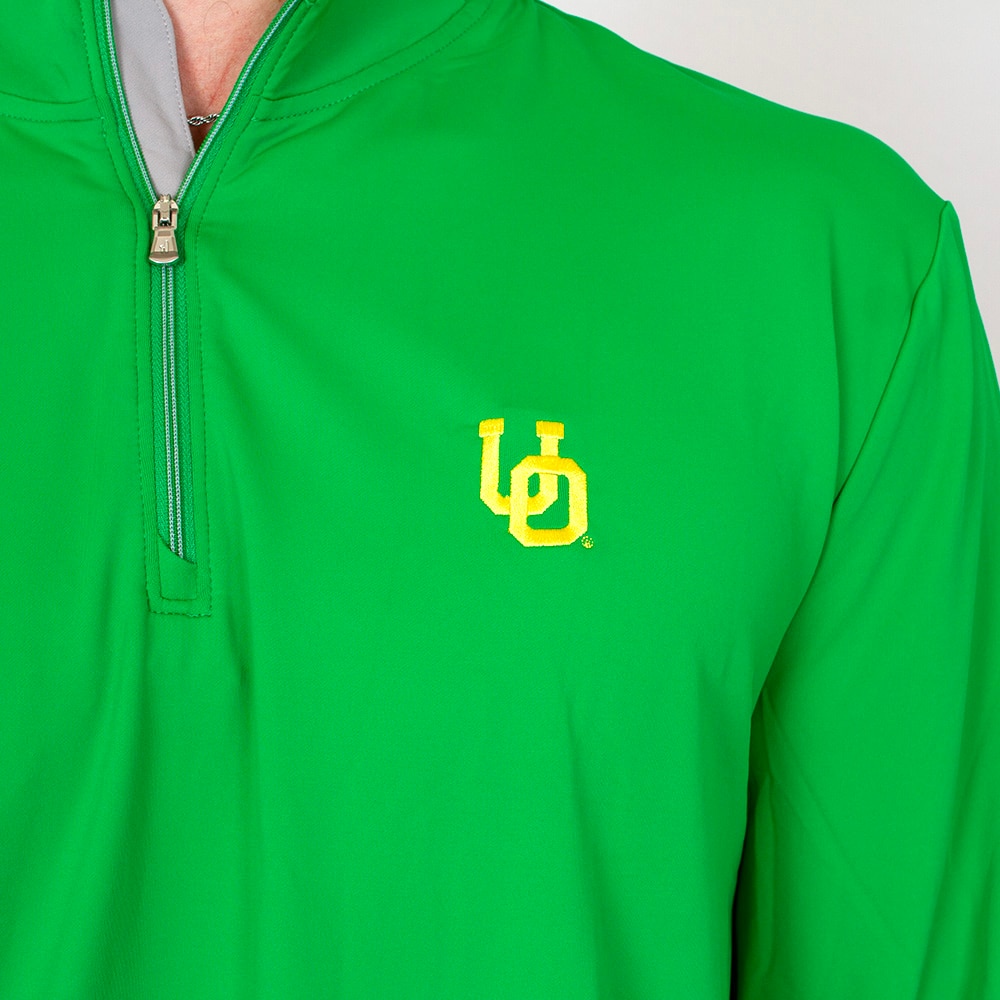 Interlocking UO, Green, Pullover, Nylon, Men, Johnny-O, Dri-Release, Stretch, 1/4-zip, Sweatshirt, 942935